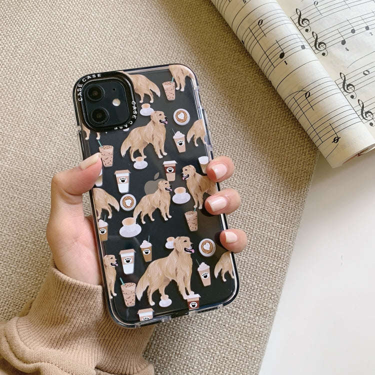 Double Color TPU Pattern Protective Case For iPhone XS / X(Coffee Dog)