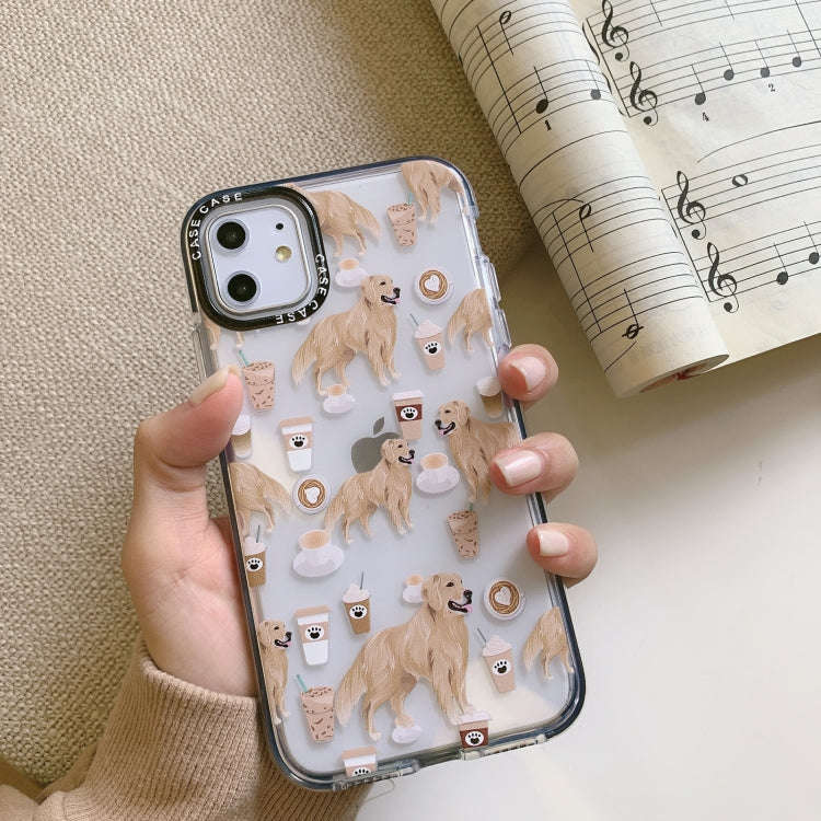 Double Color TPU Pattern Protective Case For iPhone XS / X(Coffee Dog)