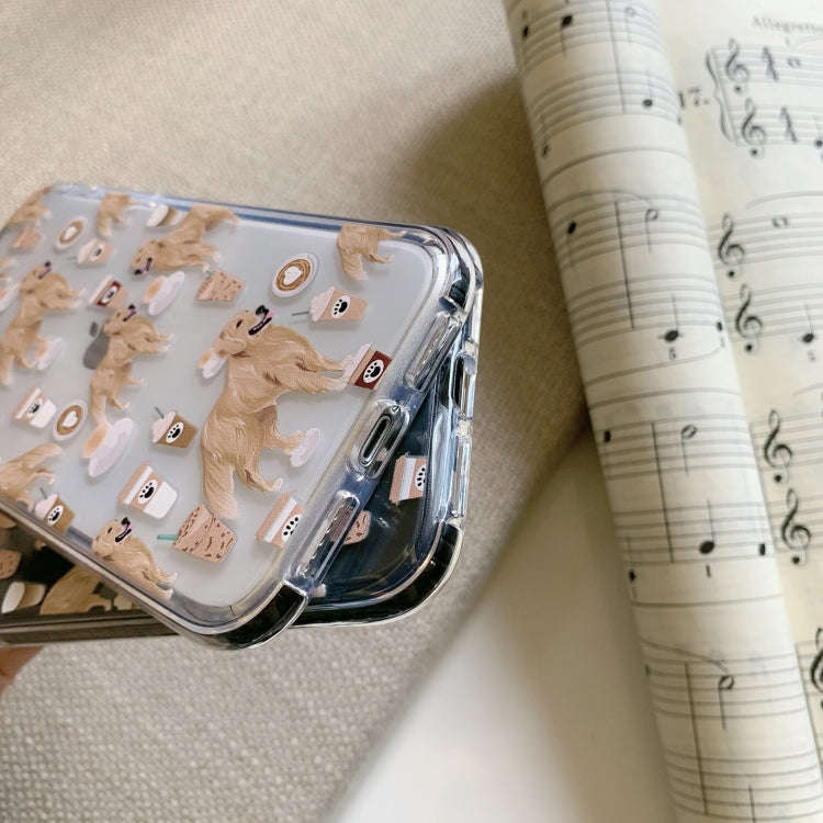 Double Color TPU Pattern Protective Case For iPhone XS / X(Coffee Dog)