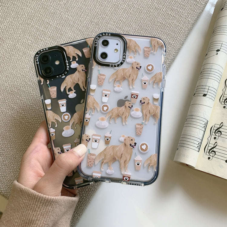 Double Color TPU Pattern Protective Case For iPhone XS / X(Coffee Dog)