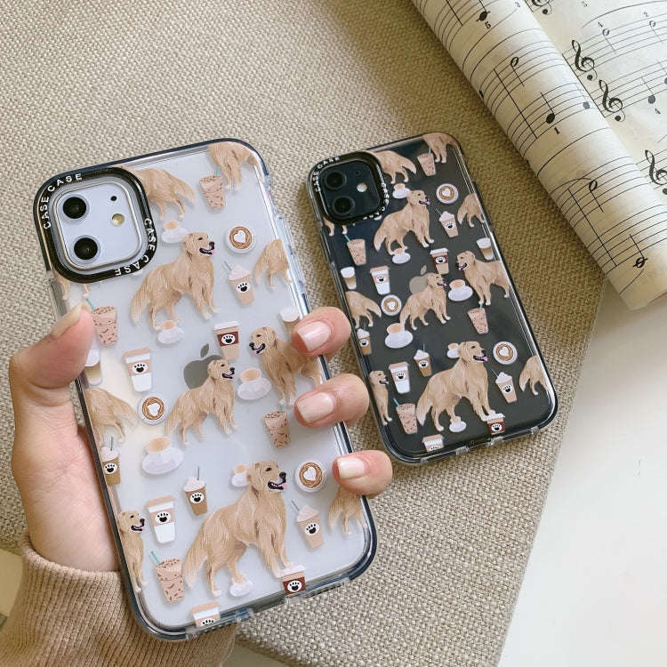 Double Color TPU Pattern Protective Case For iPhone XS / X(Coffee Dog)