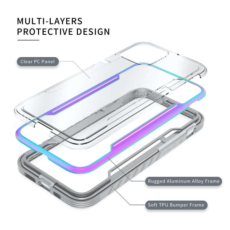 For iPhone 12 / 12 Pro Armor Metal Clear PC + TPU Shockproof Case(Colorful)