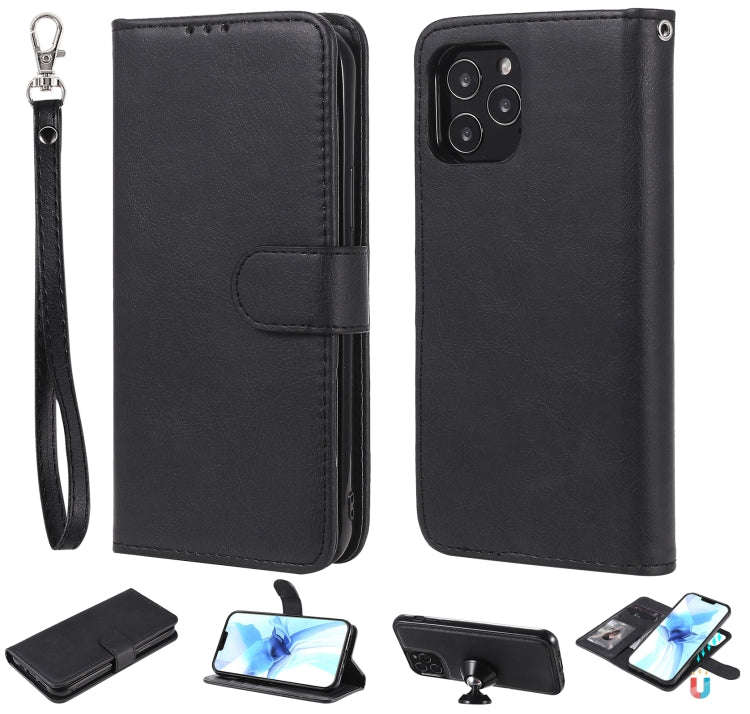 For iPhone 12 / 12 Pro 2 in 1 Solid Color Detachable PU Leather Case with Card Slots & Magnetic H...