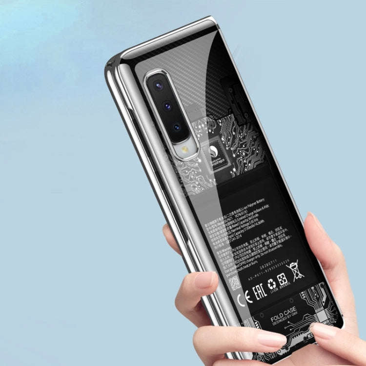 For Samsung Galaxy Z Fold2 GKK Electroplating Painted Glass Case(Woven Black Pattern)