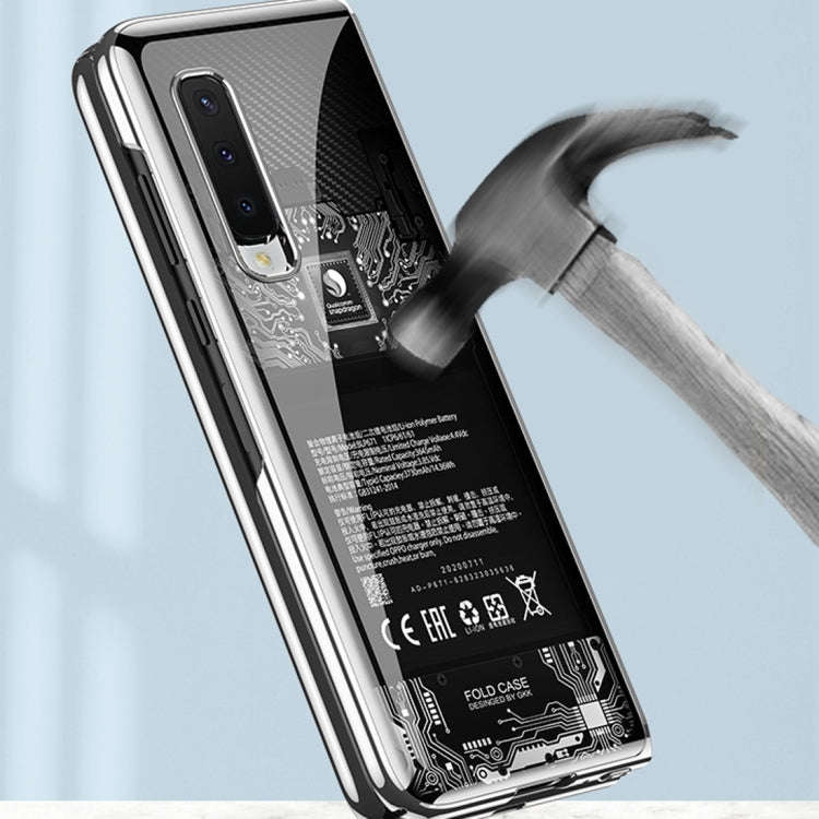 For Samsung Galaxy Z Fold2 GKK Electroplating Painted Glass Case(Woven Black Pattern)