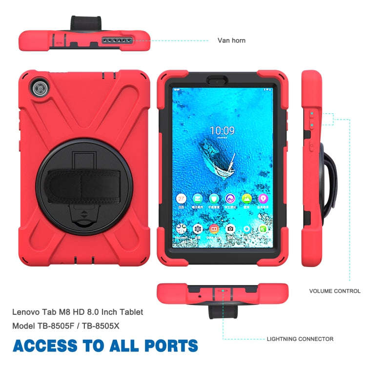 For Lenovo Tab M8 Shockproof Colorful Silicone + PC Protective Case with Holder & Hand Grip Strap...