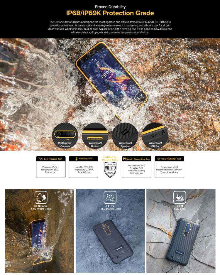 [HK Warehouse] Ulefone Armor X8 Rugged Phone, 4GB+64GB