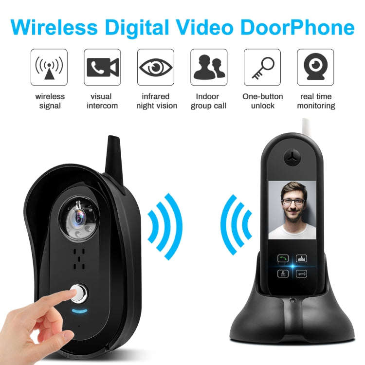 TS-999A2 Wireless Digital Video Door Phone Doorbell with 2.5 inch Display Screen & Antenna, Suppo...