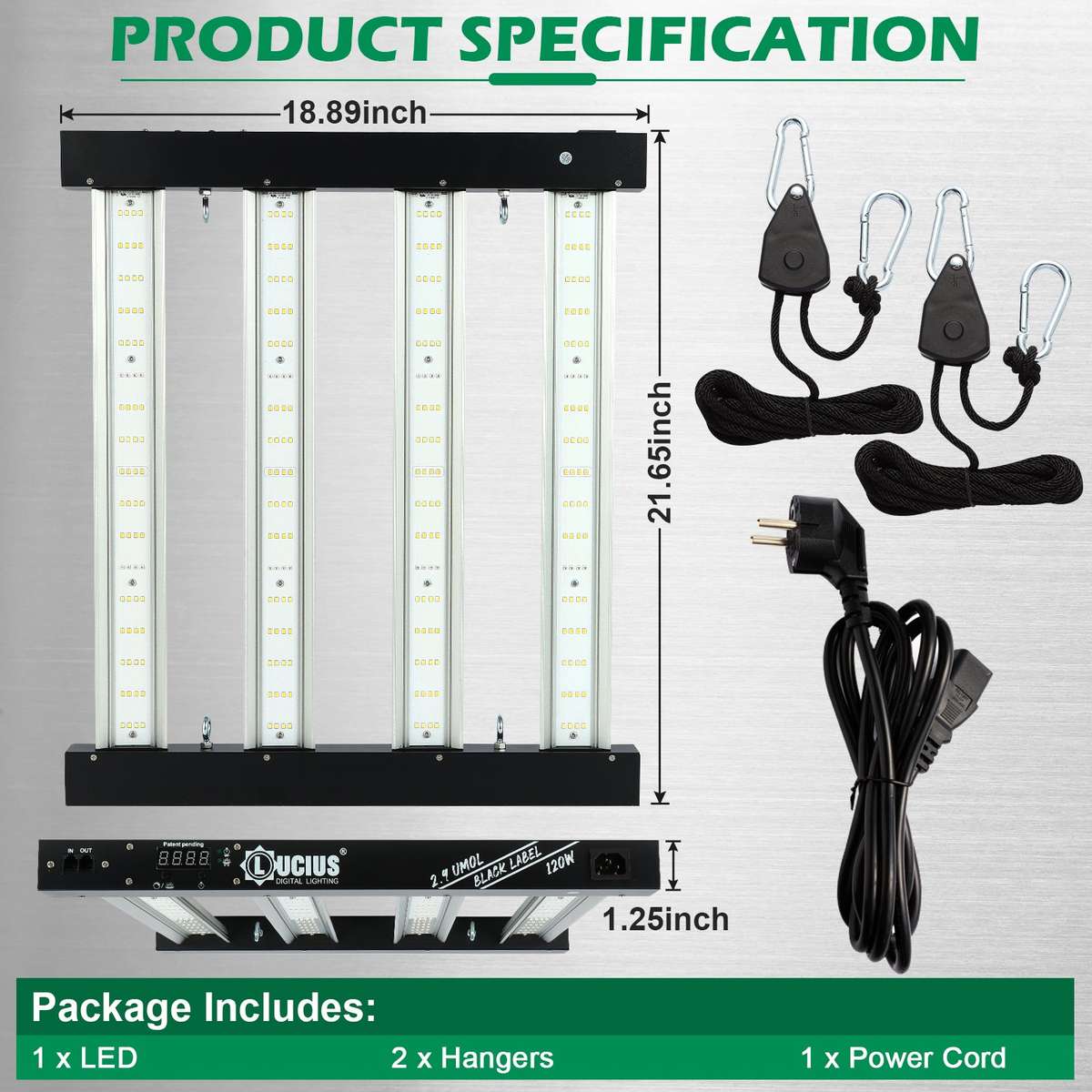 120W Samsung LM281B LED Grow Light | Programmable Sunrise/Sunset + Timer | Lucius Black Label
