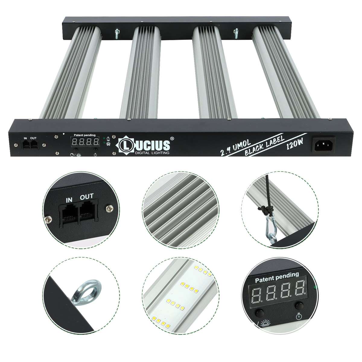 120W Samsung LM281B LED Grow Light | Programmable Sunrise/Sunset + Timer | Lucius Black Label