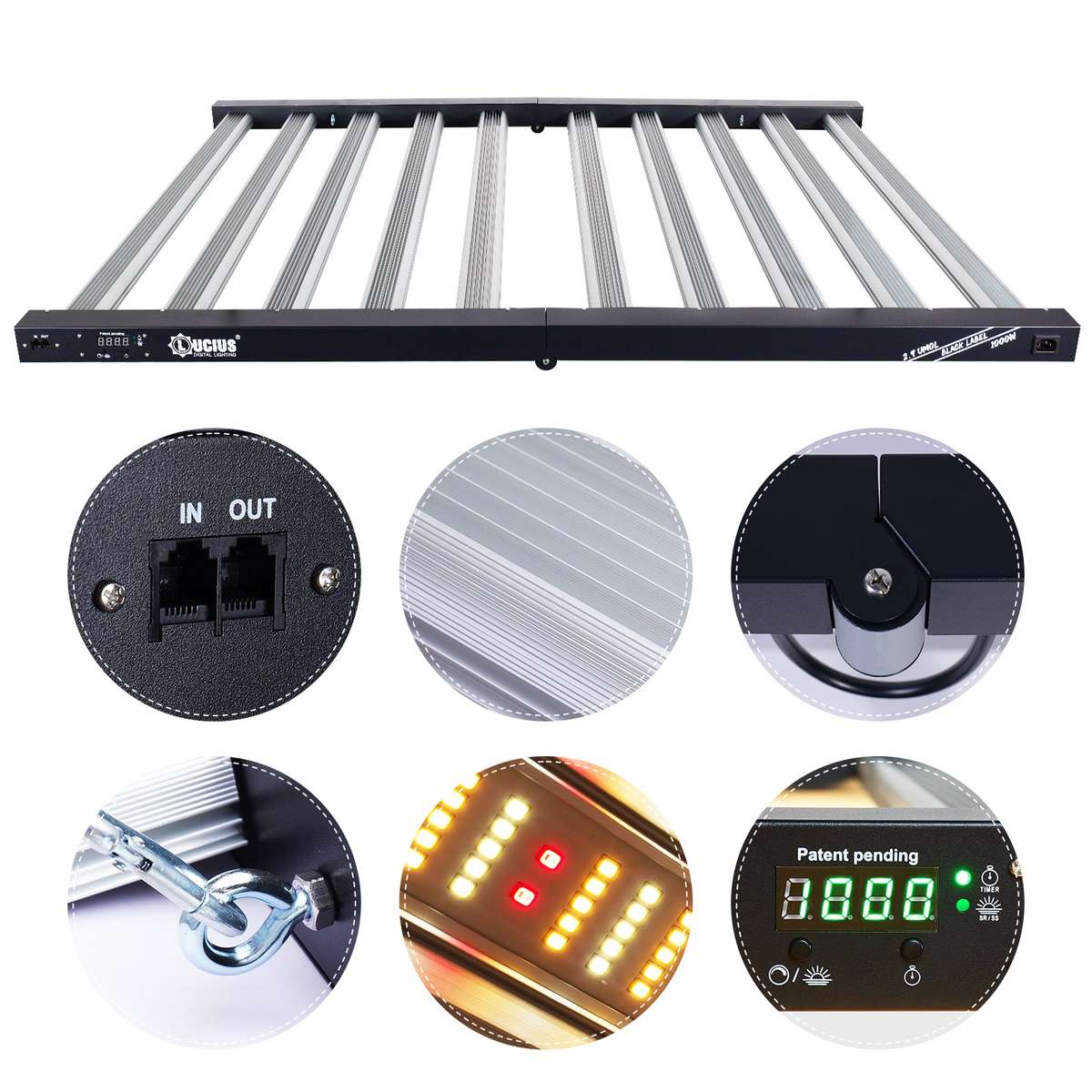 1000W Samsung LM281B LED Grow Light | Programmable Sunrise/Sunset + Timer | Lucius Black Label
