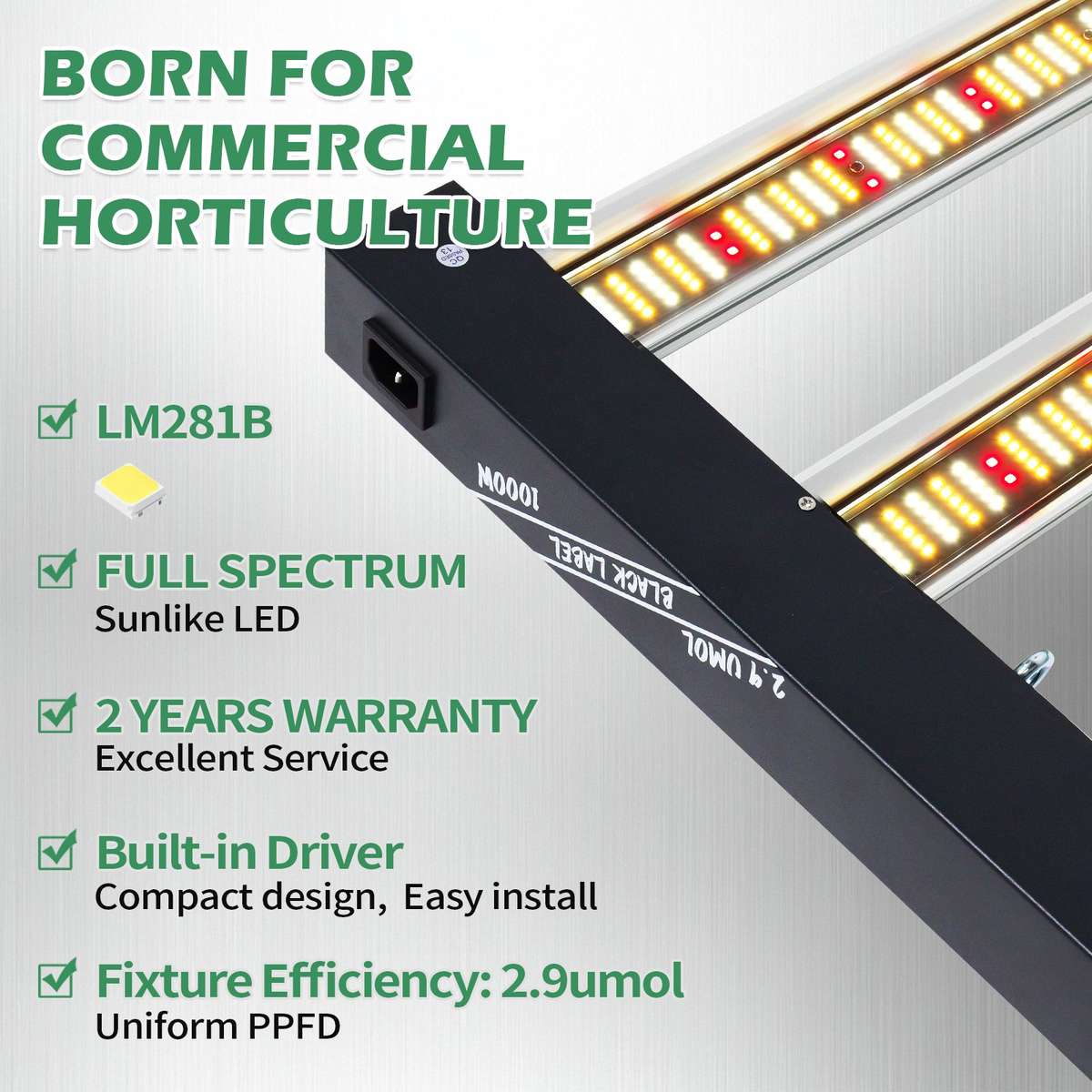 1000W Samsung LM281B LED Grow Light | Programmable Sunrise/Sunset + Timer | Lucius Black Label