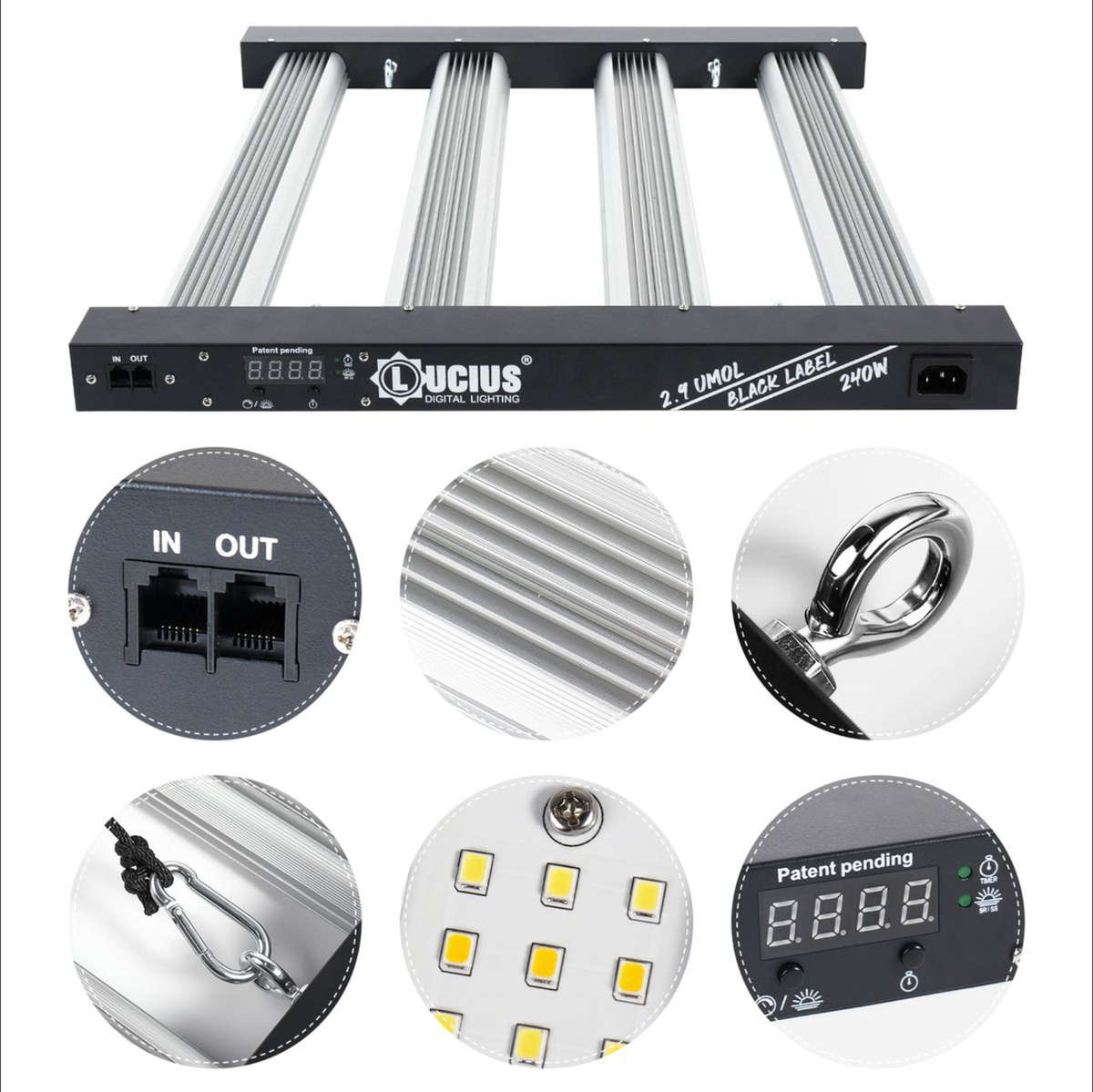 240W Samsung LM281B LED Grow Light | Programmable Sunrise/Sunset + Timer | Lucius Black Label