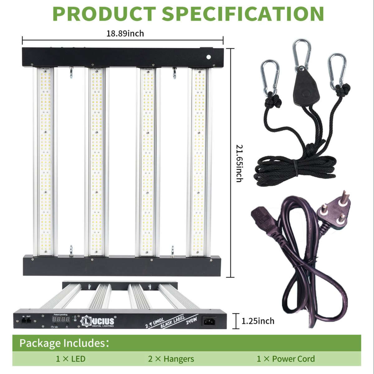 240W Samsung LM281B LED Grow Light | Programmable Sunrise/Sunset + Timer | Lucius Black Label