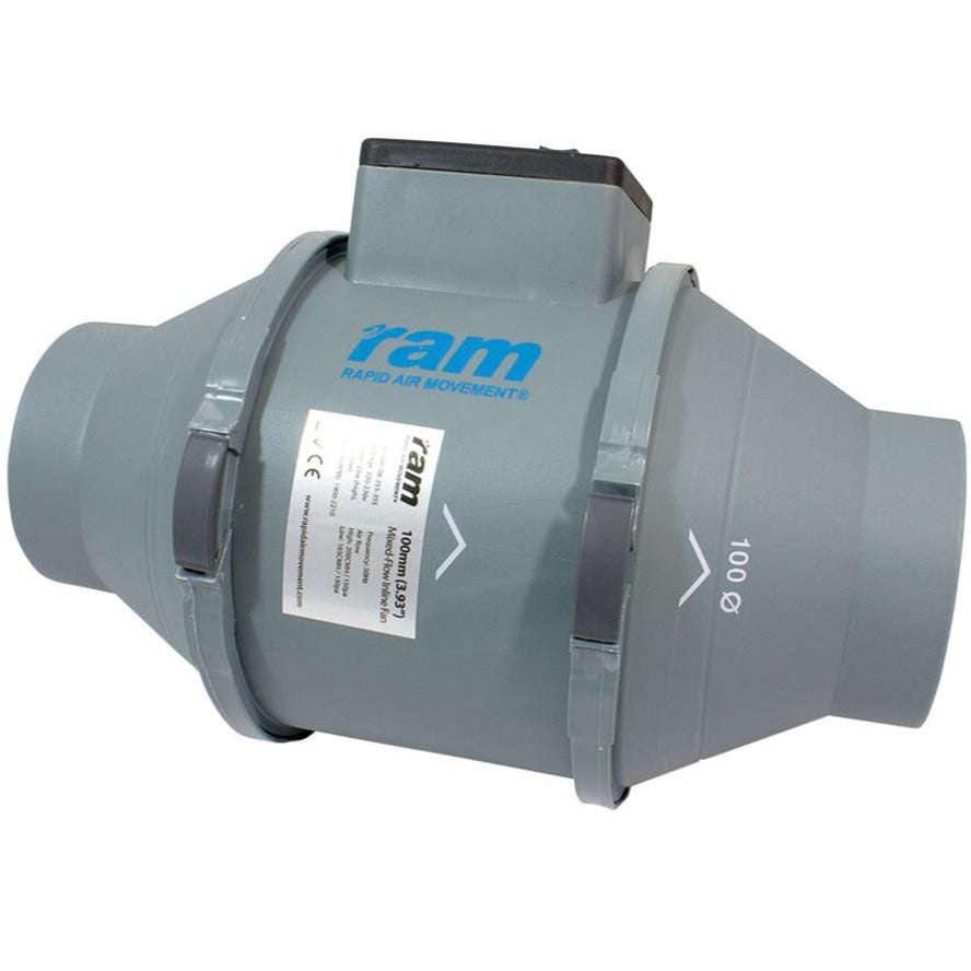 4" RAM mixed-flow inline fan 100mm - 199m/hr
