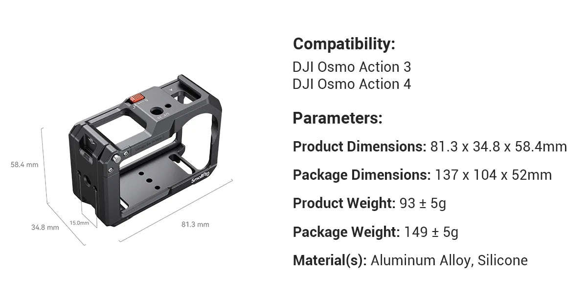 SmallRig Cage for DJI Osmo Action 4 / 3
