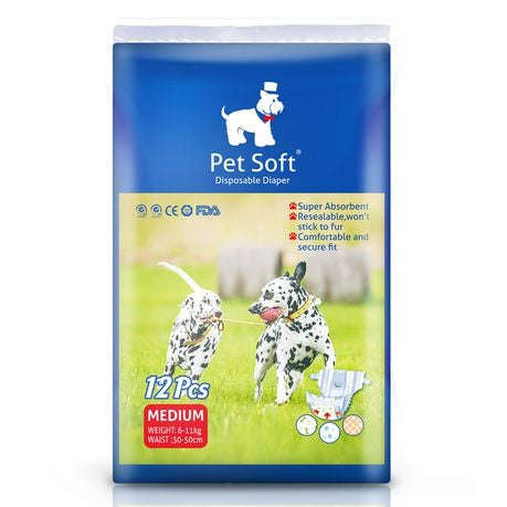 Pet Soft Medium Disposable Female Dog Diapers  Pack of 12