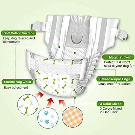 Pet Soft Medium Disposable Female Dog Diapers  Pack of 12