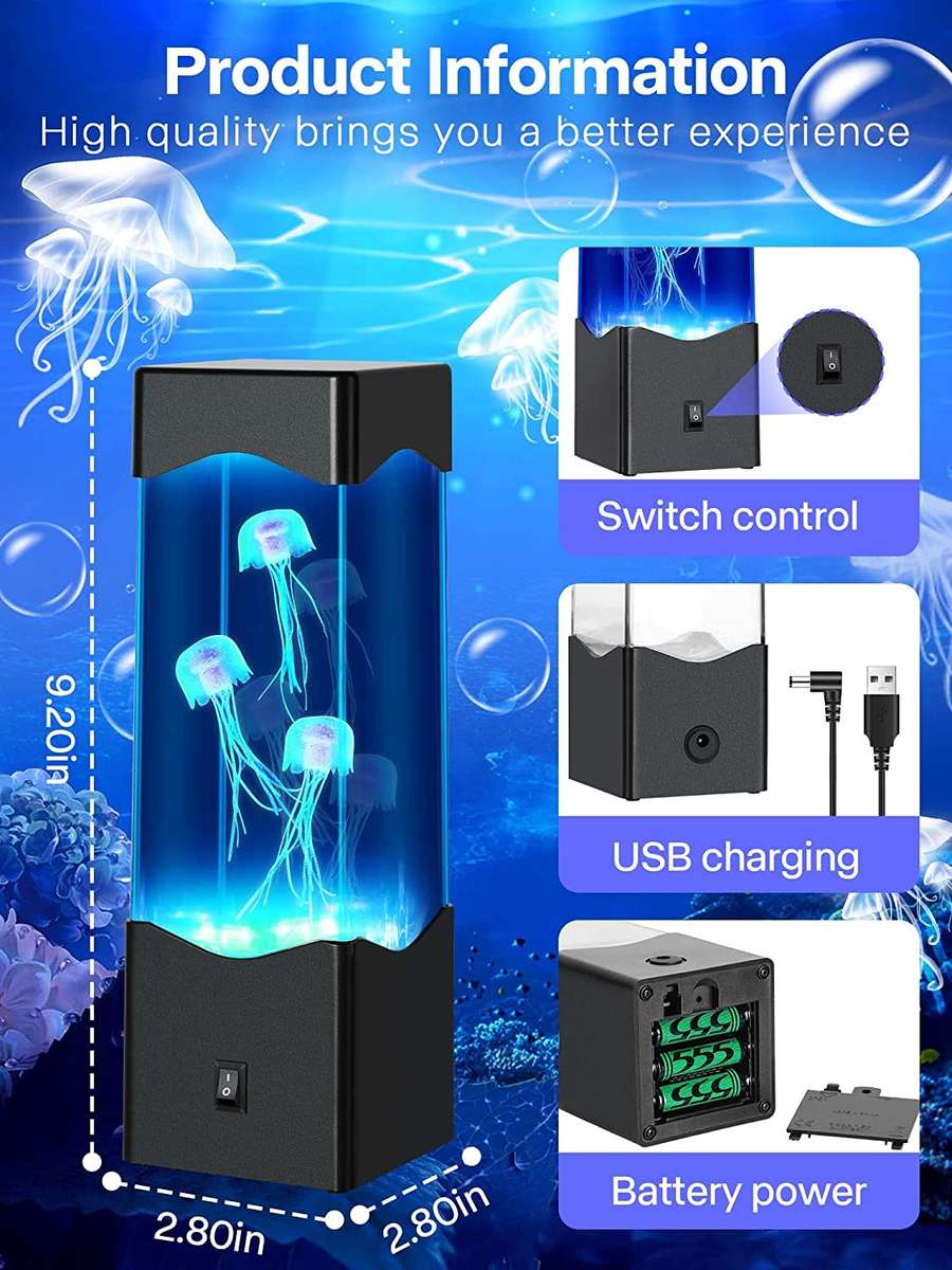 Night Light - Unique Lava Water Lamp (choose either a Fish, Jellyfish or Volcano)