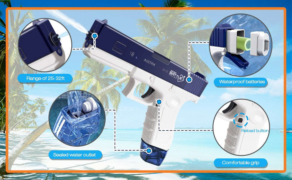 Electric Water Gun, up to 9 m Ft Rang Electric Automatic Water Gun, 450CC+60CC High Capacity Squi...