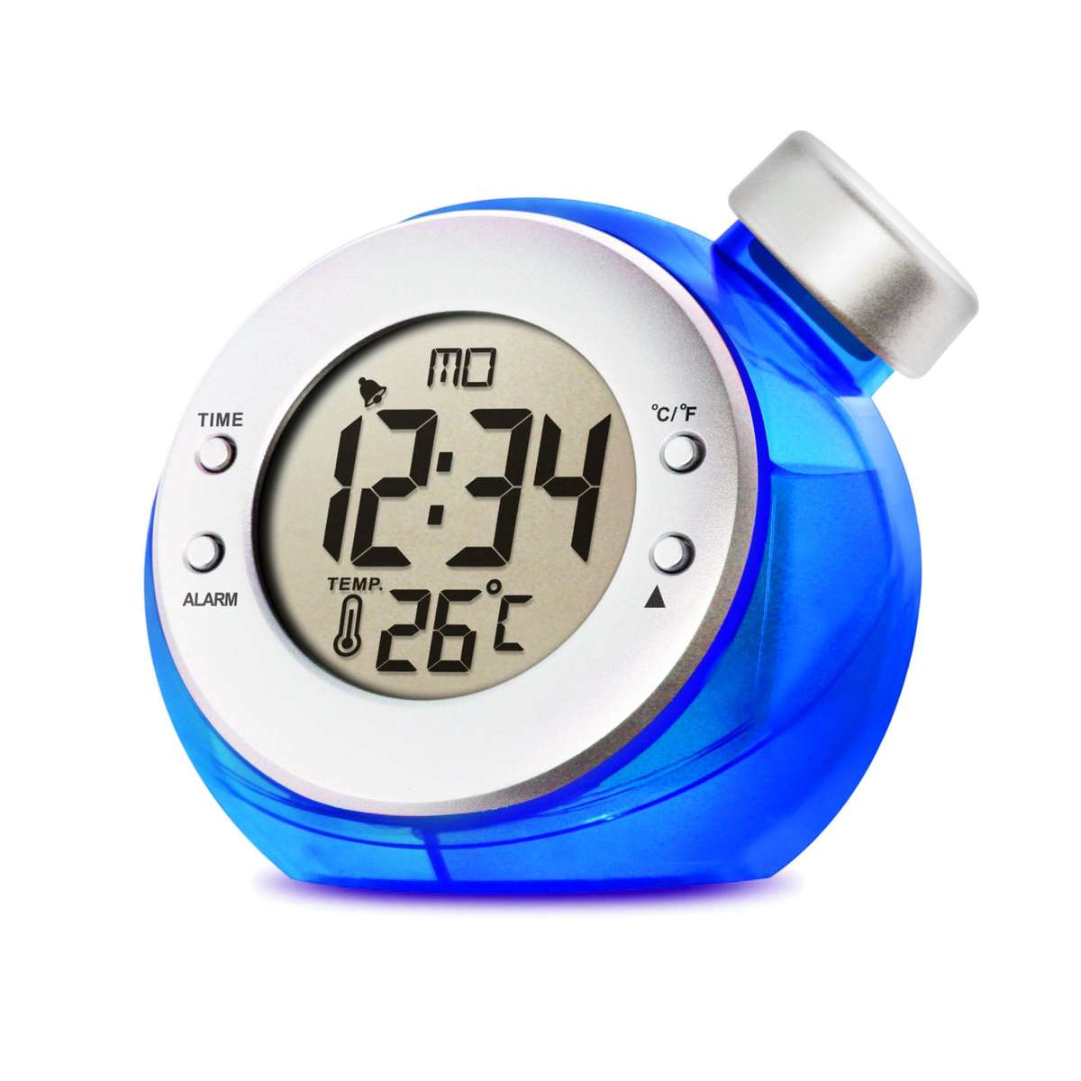Water Clock with Alarm - Powered by Water (no batteries required) - Blue