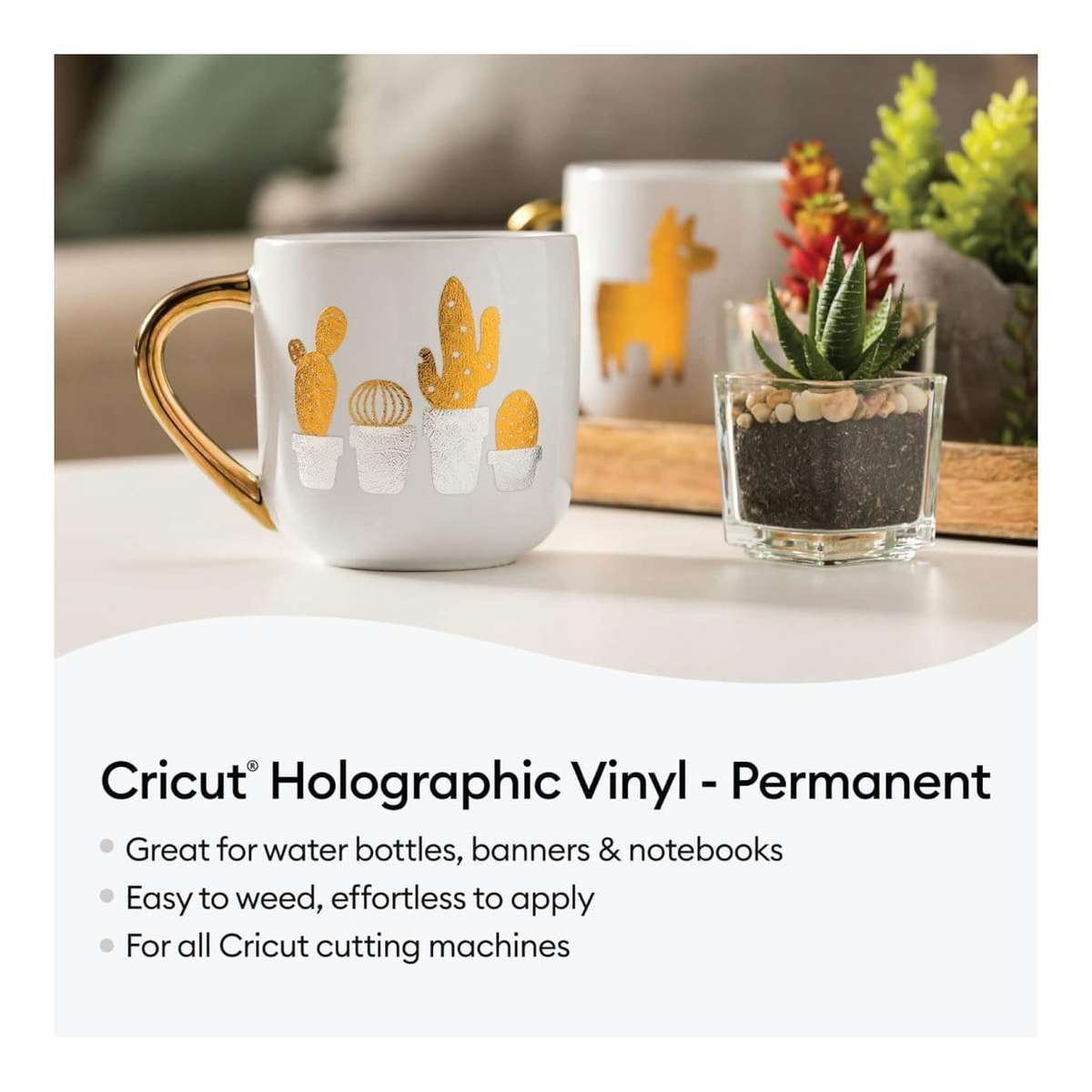 Cricut Holographic Permanent Vinyl 30.5x30.5cm 6-sheet Silver Sampler 2009604