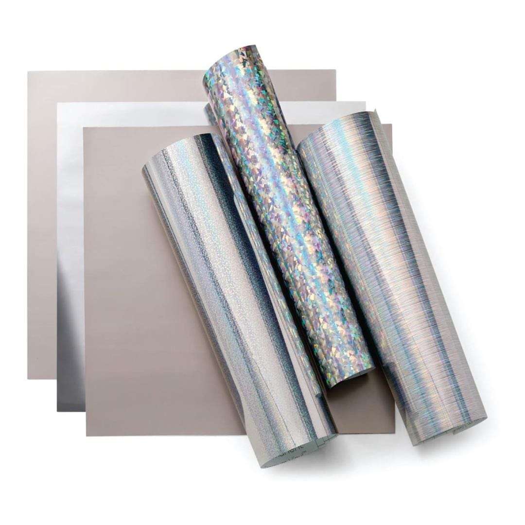 Cricut Holographic Permanent Vinyl 30.5x30.5cm 6-sheet Silver Sampler 2009604