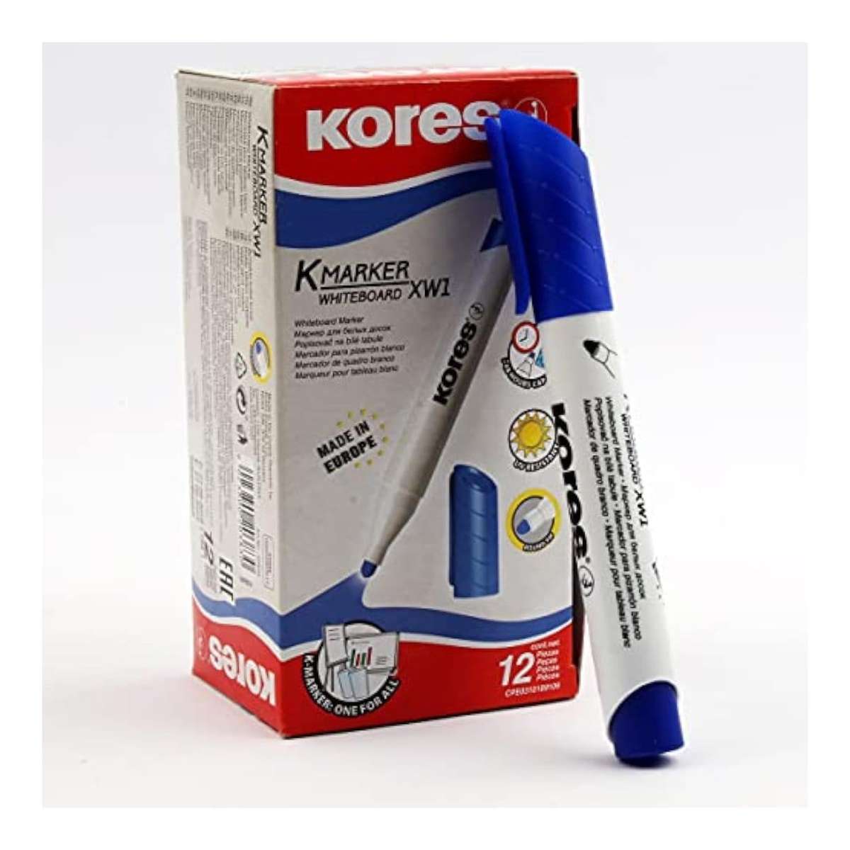 Kores K-Marker Whiteboard Marker with Bullet Tip 12-pack Blue 20833