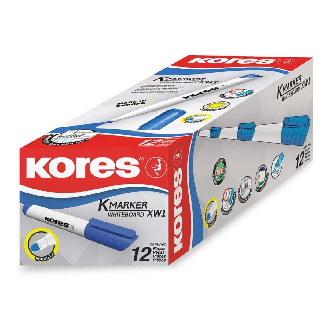 Kores K-Marker Whiteboard Marker with Bullet Tip 12-pack Blue 20833