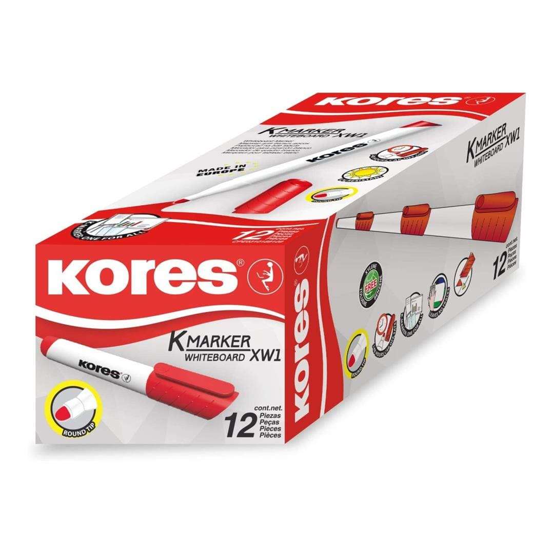Kores K-Marker Whiteboard Marker with Bullet Tip 12-pack Red 20837