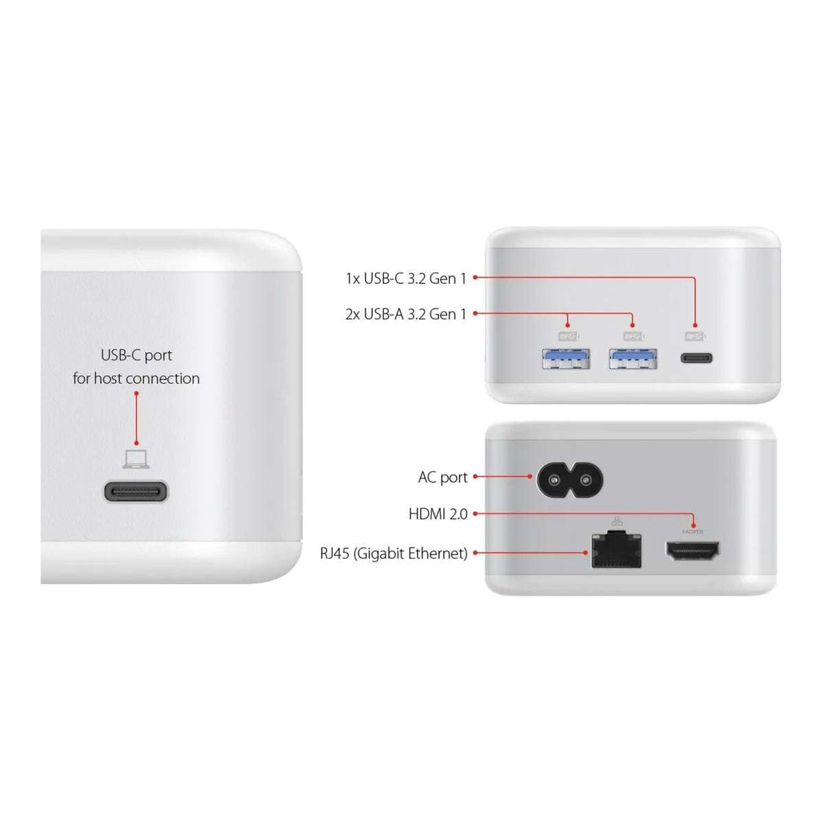 LMP PowerDock 5-port GaN Type-C Adapter Silver White 25186