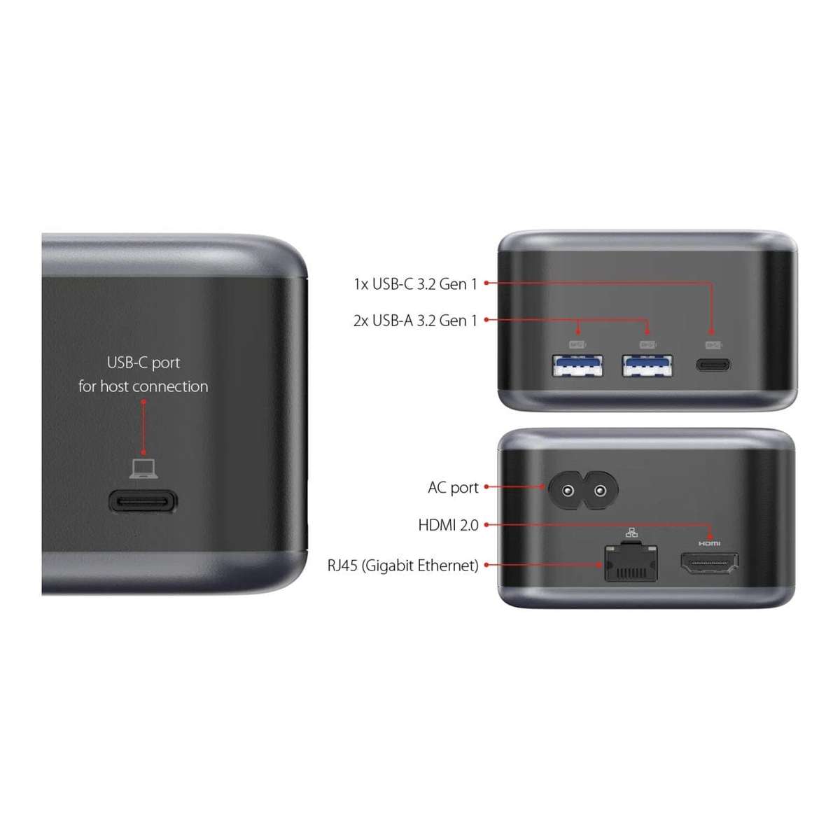 LMP PowerDock 5-port GaN Type-C Adapter Black Grey 25189