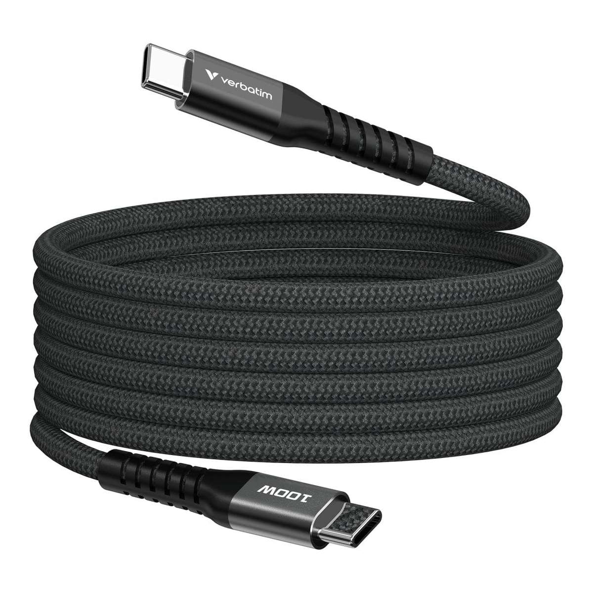 Verbatim 1.2m USB-C to USB-C 100W ?Sync and Charge Magnetic Cable Black 31863