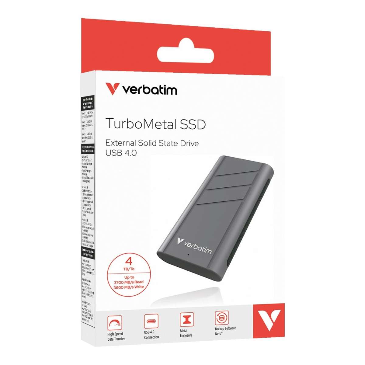 Verbatim TurboMetal 4TB USB4 Type-C Silver External SSD 32023
