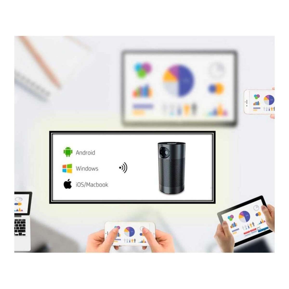 HP MP250 WVGA 120 ANSI Lumens DLP Smart Mobile Projector 3A3B6AA