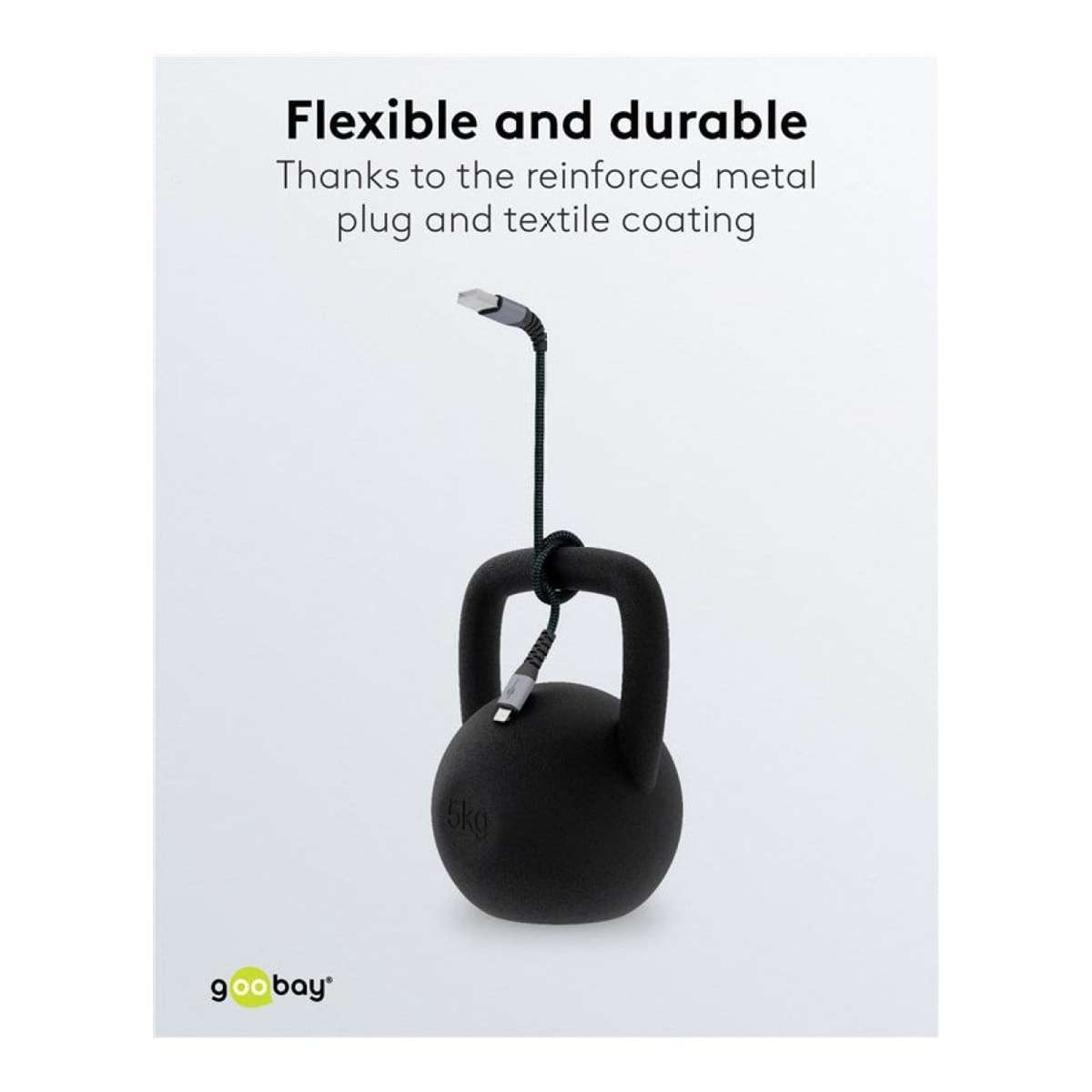 Goobay 1m USB-A to Lightning Textile Charging Cable with Metal Plugs 49268