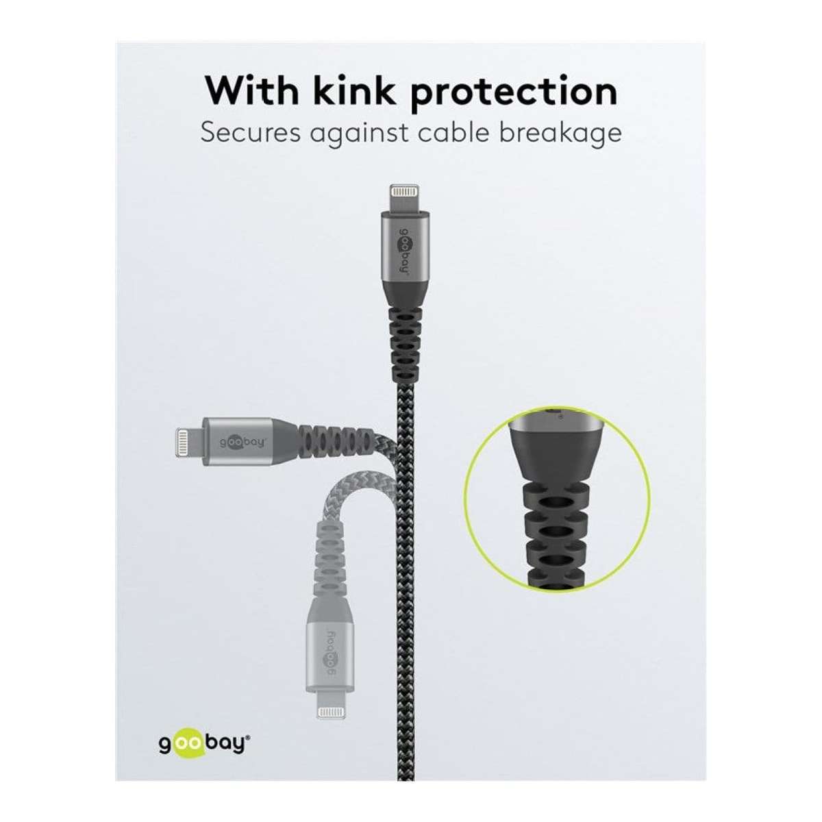 Goobay 1m USB-A to Lightning Textile Charging Cable with Metal Plugs 49268