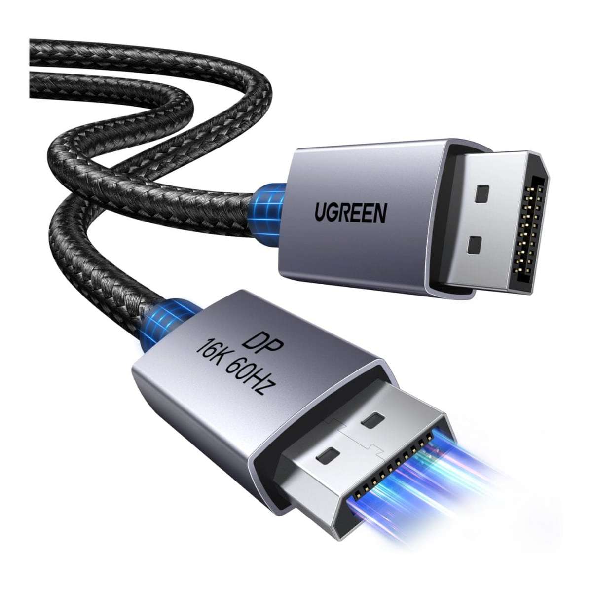 Ugreen 1m DP131 DisplayPort 2.1 Braided Cable Black and Grey 55567