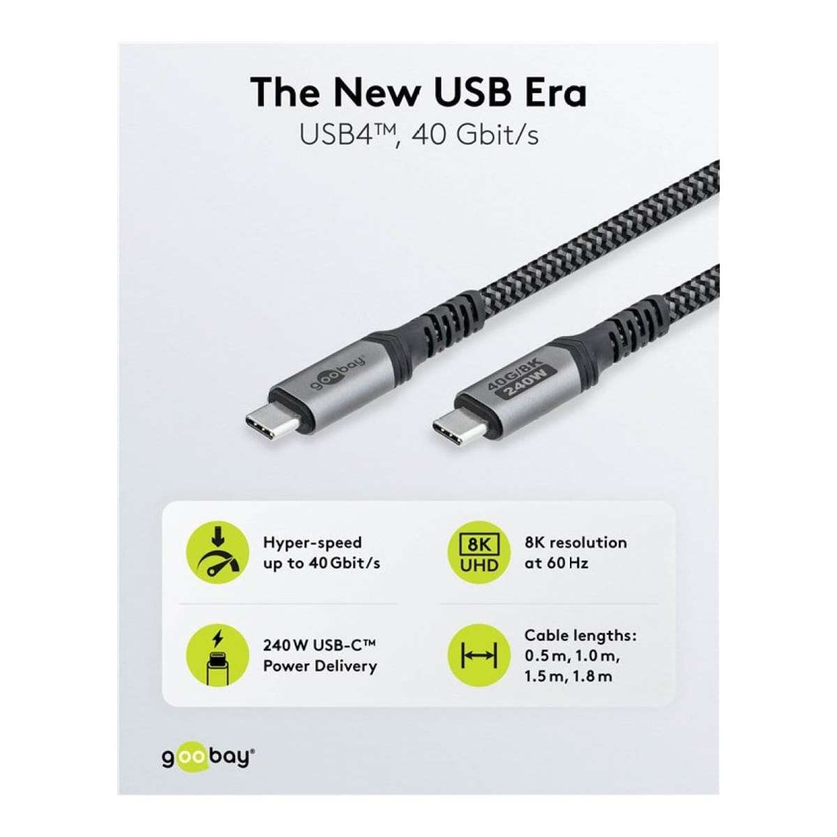 Goobay 1m USB-C USB4 240W 5A 40 Gbit/s Cable 74211