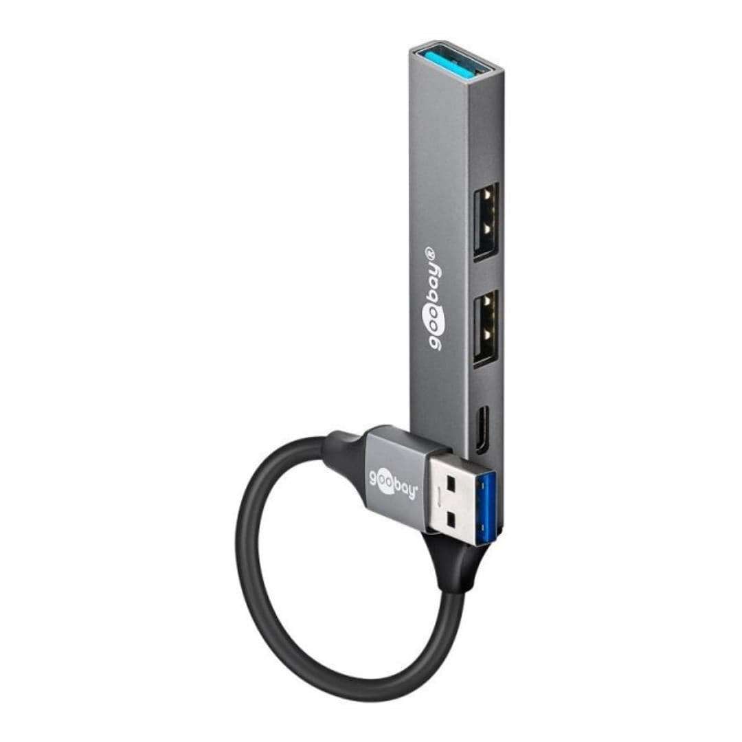 Goobay USB 3.2 Gen 1 Type-A 5000 Mbit/s Interface Hub Light Grey 74458