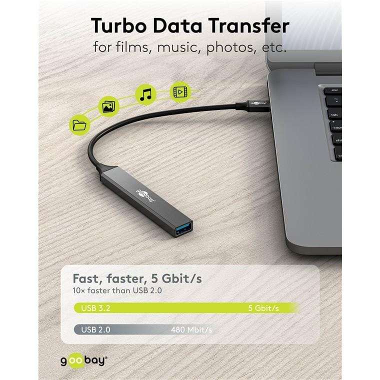 Goobay USB 3.2 Gen 1 Type-C 5000 Mbit/s Interface Hub Light Grey 74459