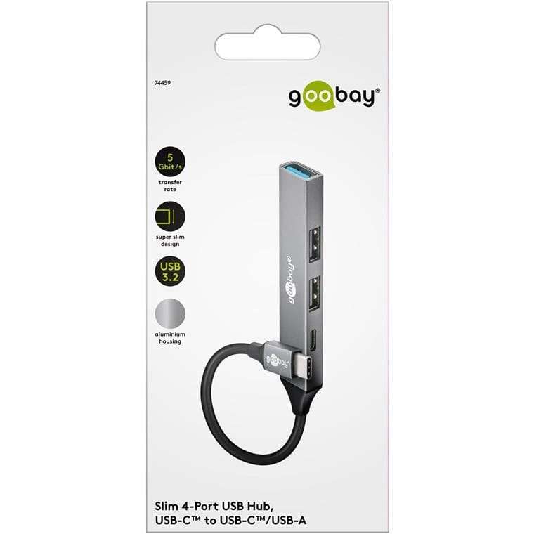 Goobay USB 3.2 Gen 1 Type-C 5000 Mbit/s Interface Hub Light Grey 74459