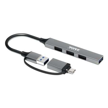Port Designs 4-ports 480 Mbps Slim Multi USB Hub Silver 900160