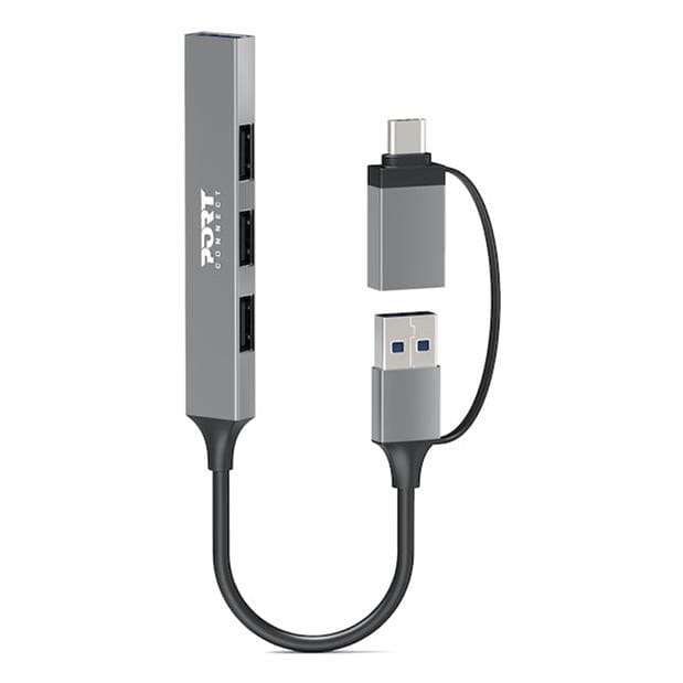 Port Designs 4-ports 480 Mbps Slim Multi USB Hub Silver 900160