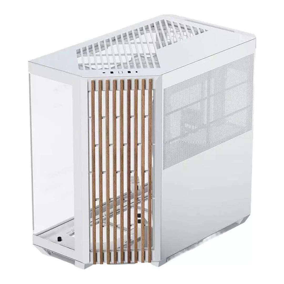 APNX V1 Dual-Chamber Mid-Tower ATX Gaming PC Case - White/Wood APCM-VI01103.21