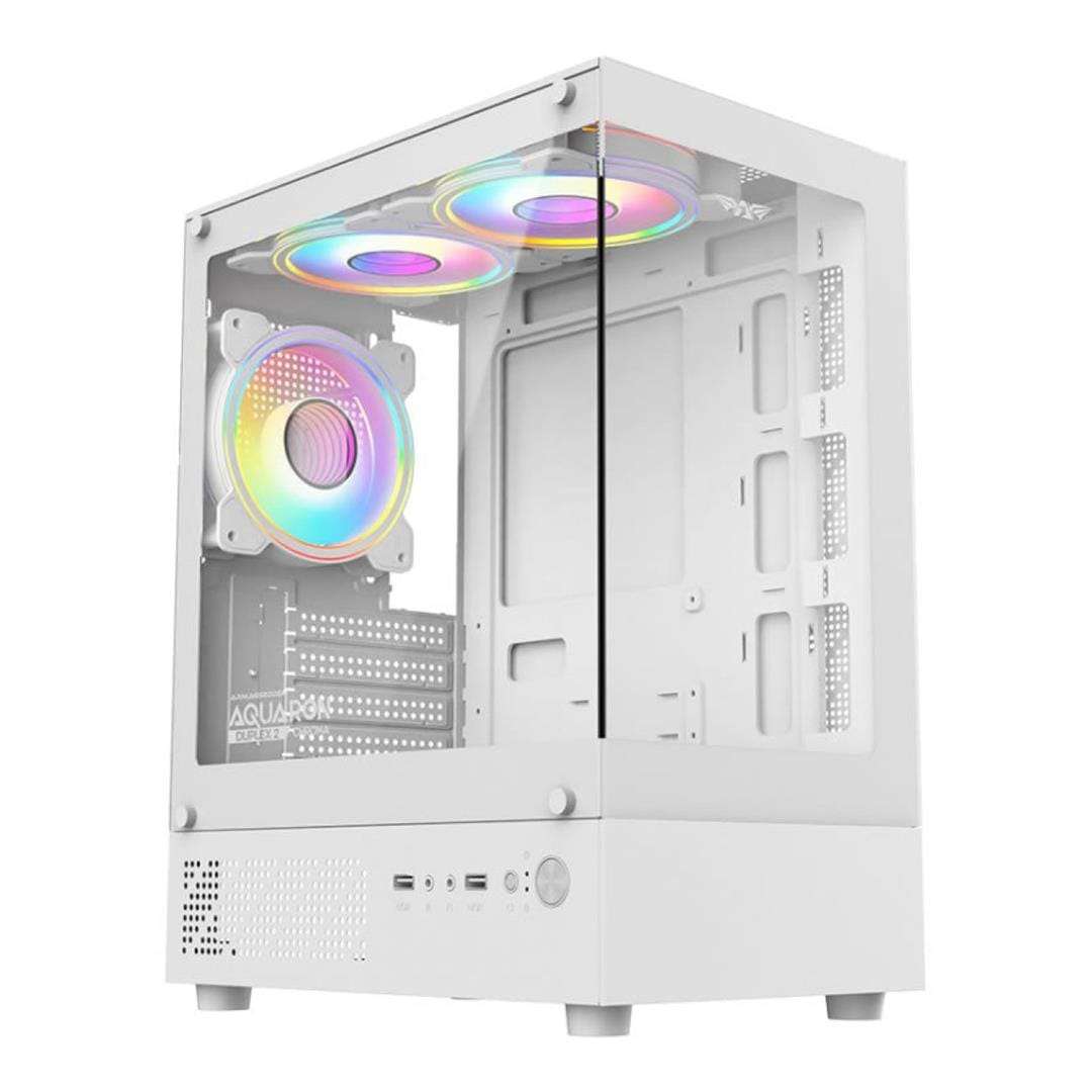 Armaggeddon Aquaron Duplex 2 Chroma Micro-ATX Gaming PC Case White AQUARONDUPLEX2CWHT