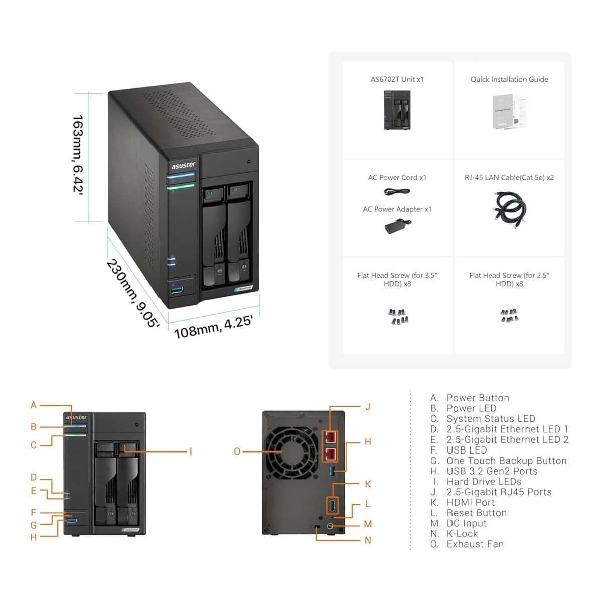 Asustor Lockerstor AS6702T 2 Gen2 2-Bay NAS