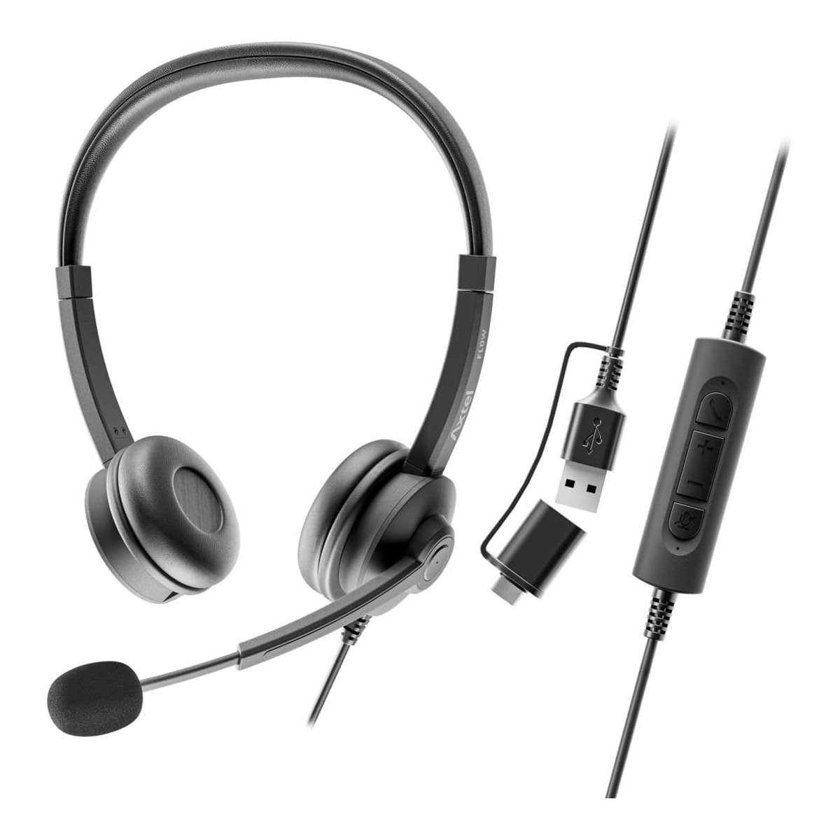 Axtel Flow UC Wired Stereo Headset Black AXH-FLOWUCD