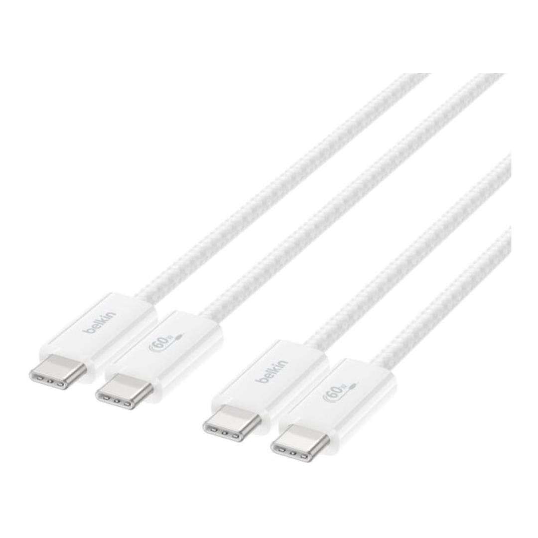 Belkin BoostCharge 60W USB-C to USB-C Cable 2-pack White BBD008HQ05WH2PK
