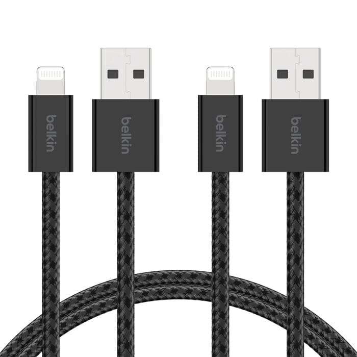 Belkin 2m BoostCharge USB-A Cable with Lightning Connector 2-pack Black BBD012HQ05BK2PK